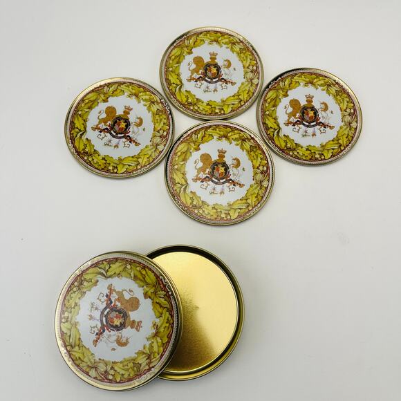 “Commemorative Plates from The Royal Collection” Coasters 3 5/8” Royal Arms - Picture 4 of 8